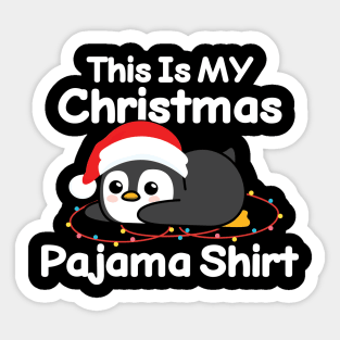 This Is My Christmas Pajama Funny Penguin Christmas Lights Gift Sticker